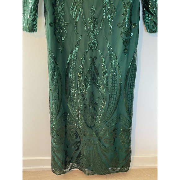 Elegant Green Sequin Midi Dress - Picture 8 of 14